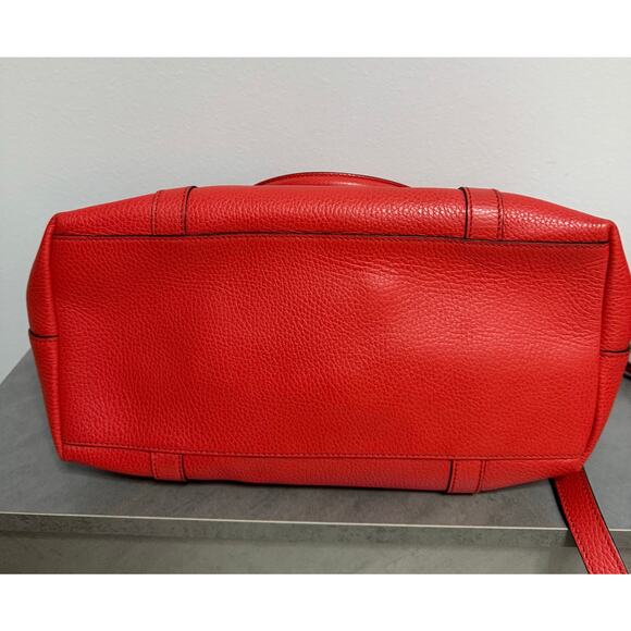 Gucci Red Britt Dome pebbled Satchel GG Leather Large Authentic with duster bag - Picture 9 of 13